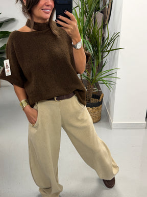 The Cambridge Cord Barrel Trousers - Stone (Size 10-14)