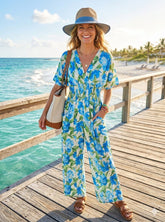 The Floral Jumpsuit - Blue