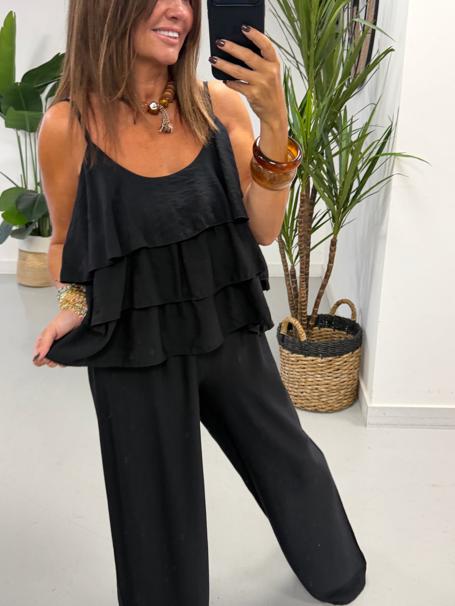 Crinkle Rara Co Ord - Black