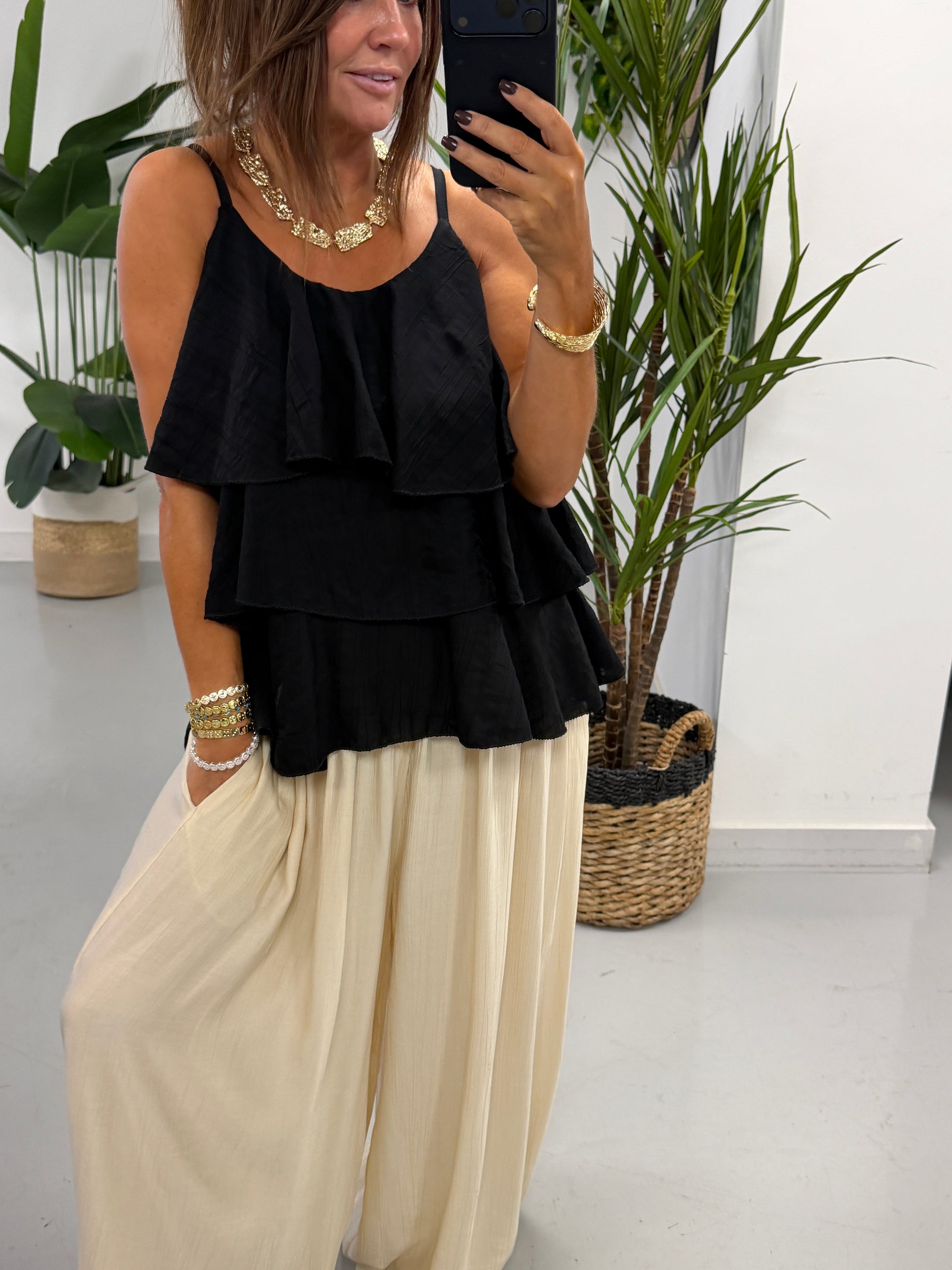 Crinkle Rara Top - Black
