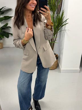 Ruched Sleeve Blazer - Taupe (Std sizes)