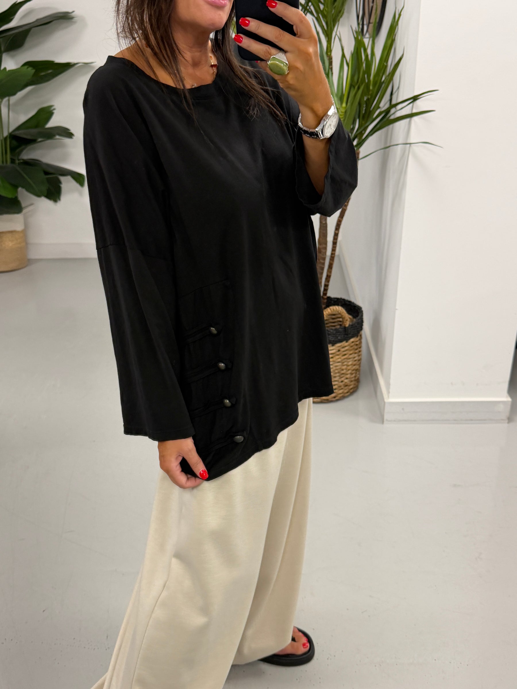 Military Slouch Top - Black