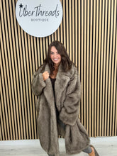 The Knightsbridge Longline Faux Fur Coat-Taupe