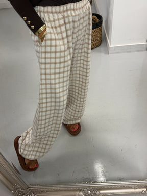 The Charlbury Check Joggers - Cream