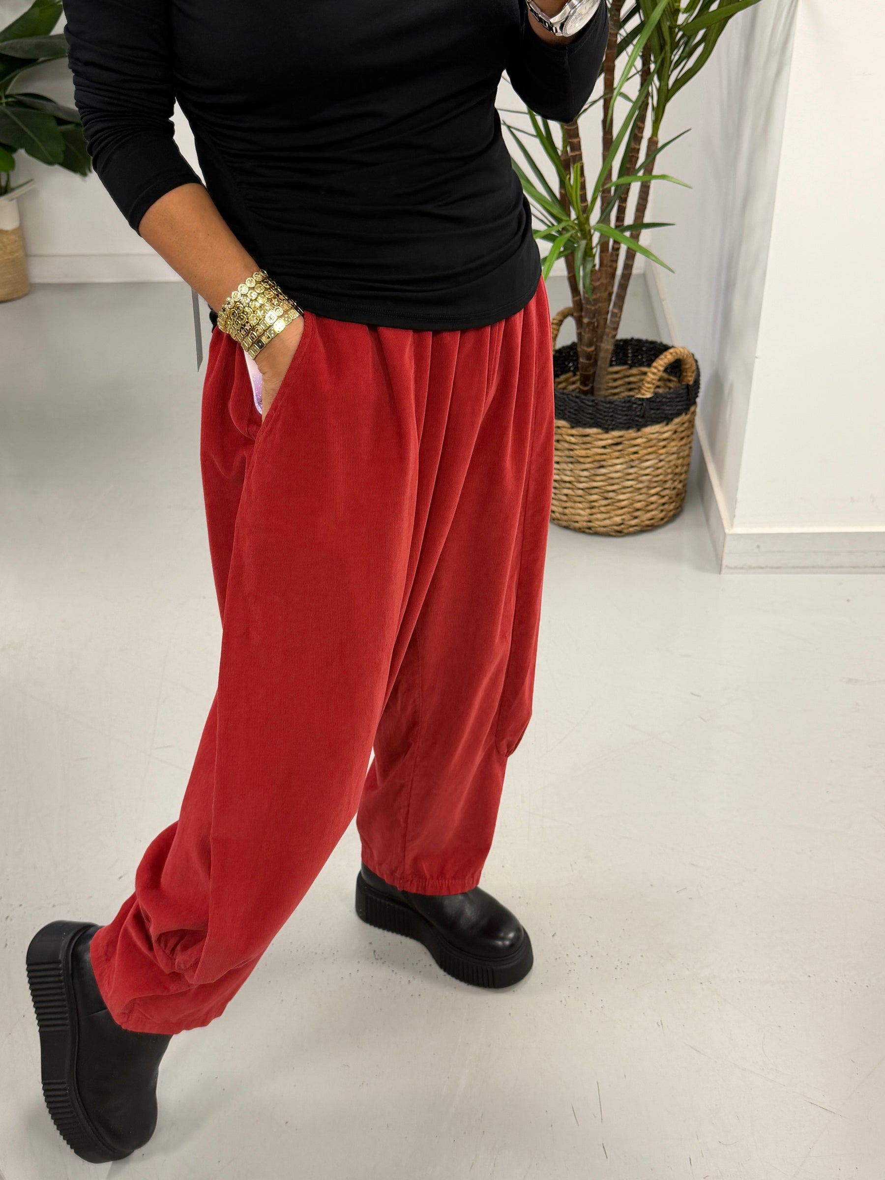 The Orleans Needlecord Joggers - Red (Size 10-18)