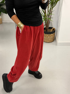 The Orleans Needlecord Joggers - Red (Size 10-18)