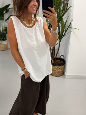 Sorrento Crochet Back Top - White