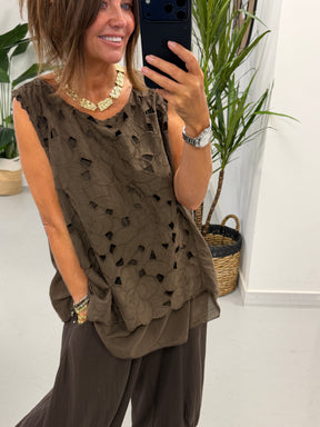 Willow Bloom Layered Tunic - Chocolate