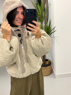 Ladies Button Snood - Oatmeal