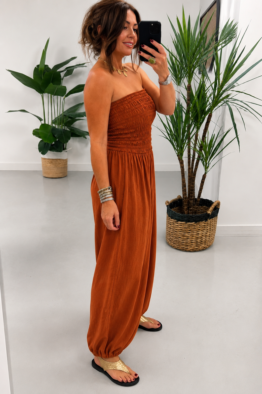 The Crinkle Jumpsuit - Rust