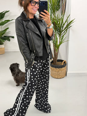 The Polka Stripe Jogger - Black