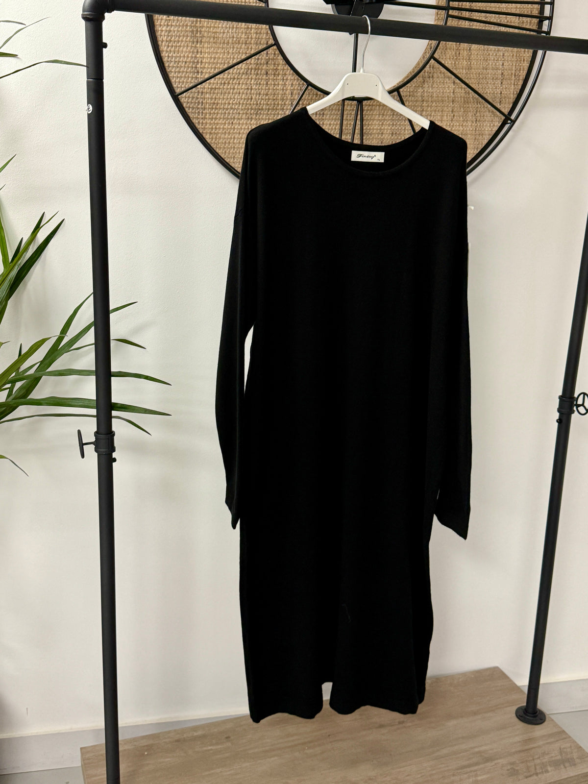 Knitted Button Back Dress - Black
