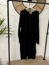 Knitted Button Back Dress - Black