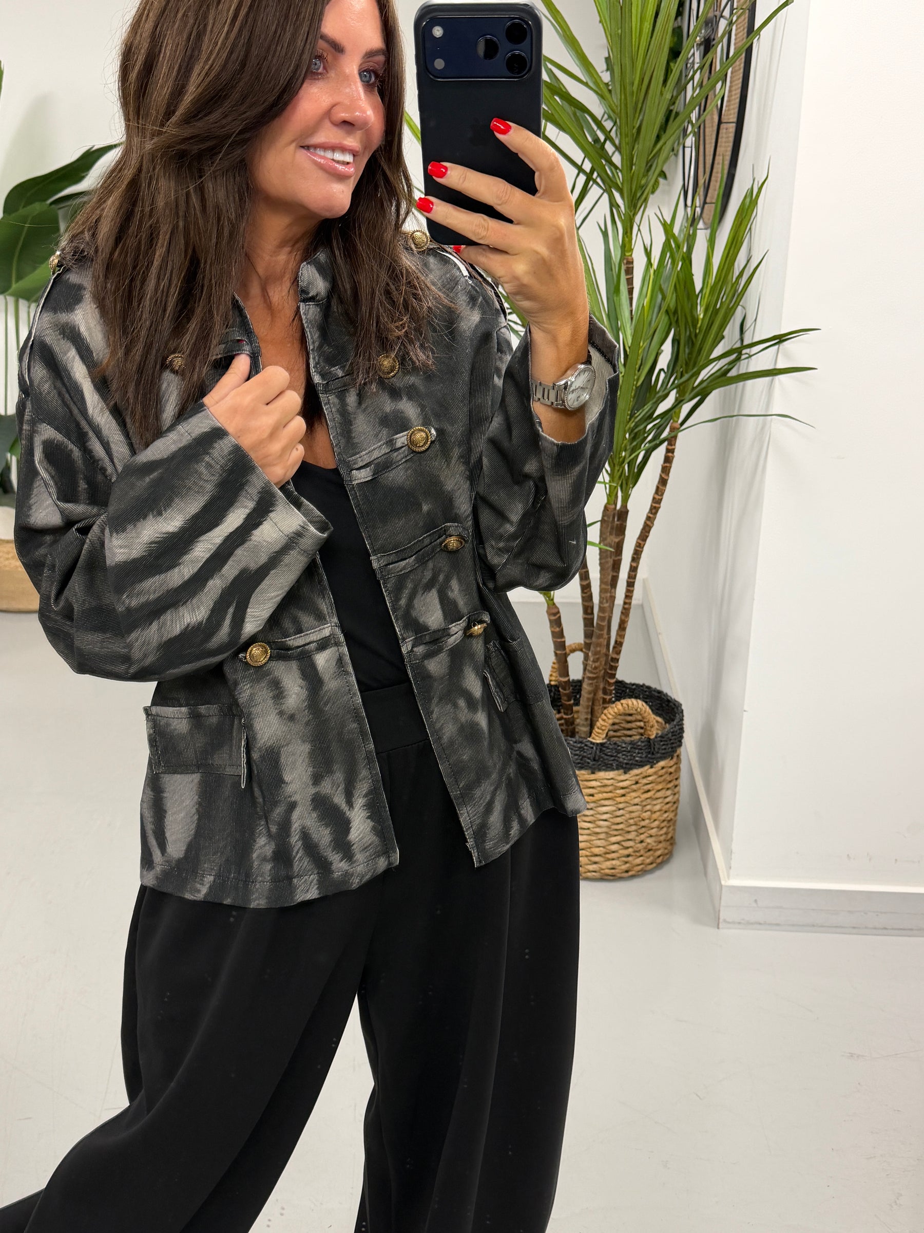 The Needlecord Military Jacket - Black/Grey