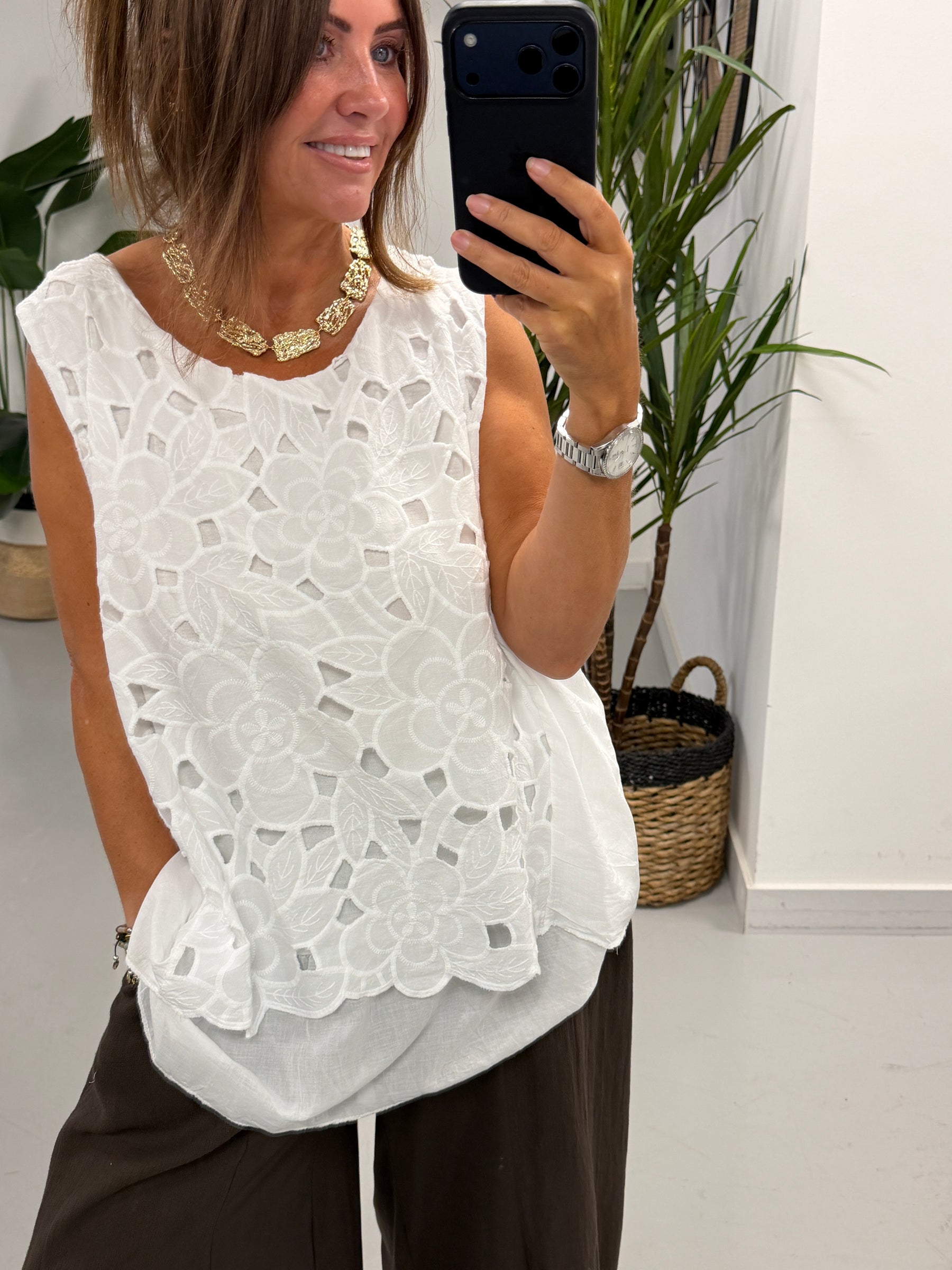 Willow Bloom Layered Tunic - White