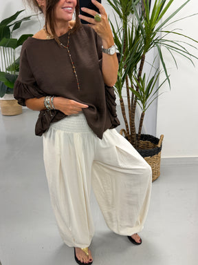 The Shirred Balloon Trouser - Buttercream
