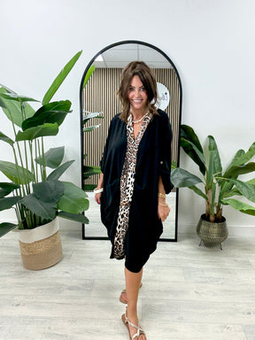 The Capri  Animal Ruched Dress - Black