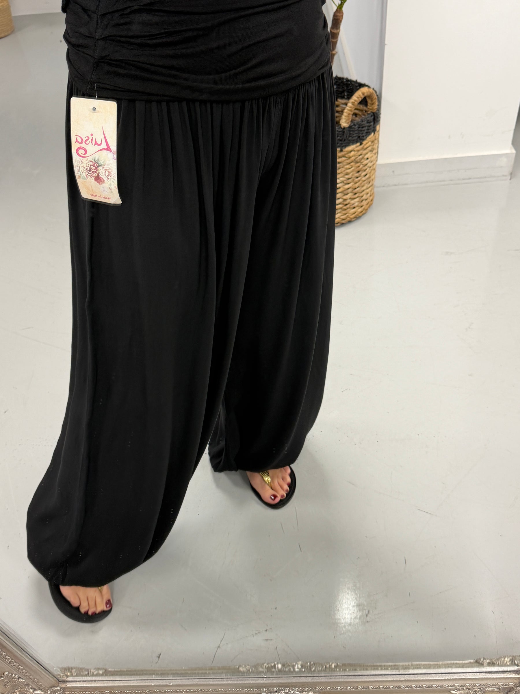 Ali Baba Slouch Pants - Plain Black