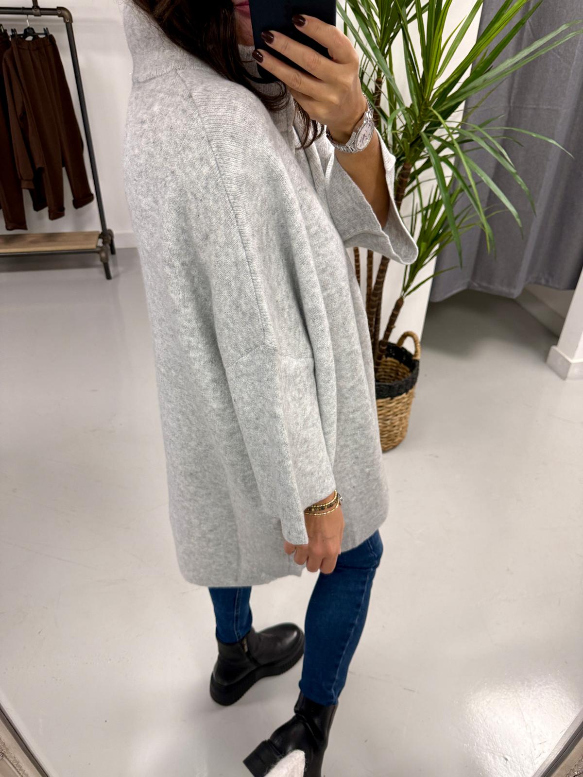 The Enzo Zip Soft Knit - Light Grey
