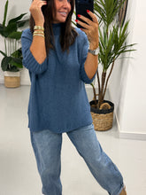 Crop Sleeve Knit - Denim Blue
