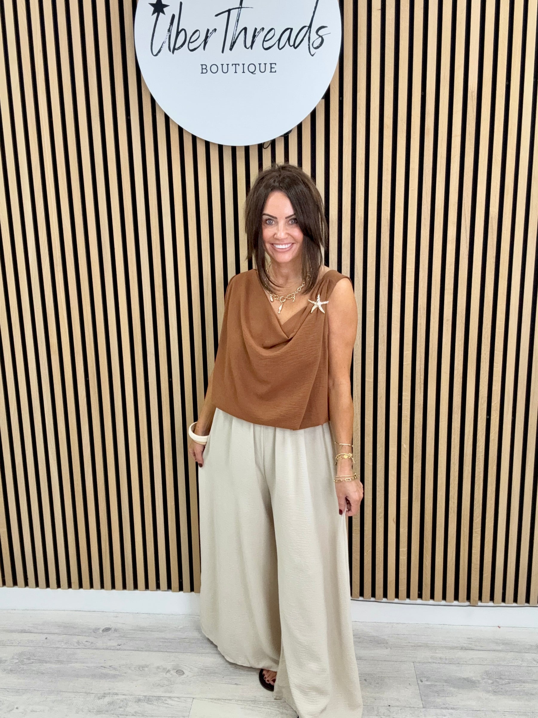 The Starfish Cowl Top - Light Chocolate