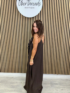 Serenity Ruffle Dress - Chocolate