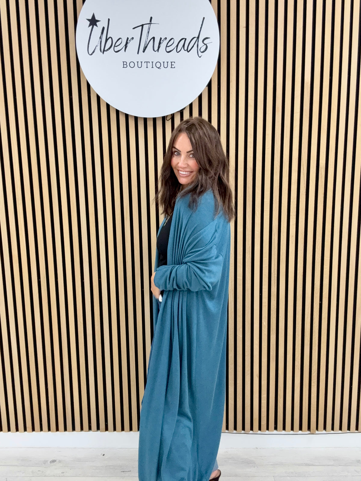 The Ezra Fine Knit Duster Jacket - Teal