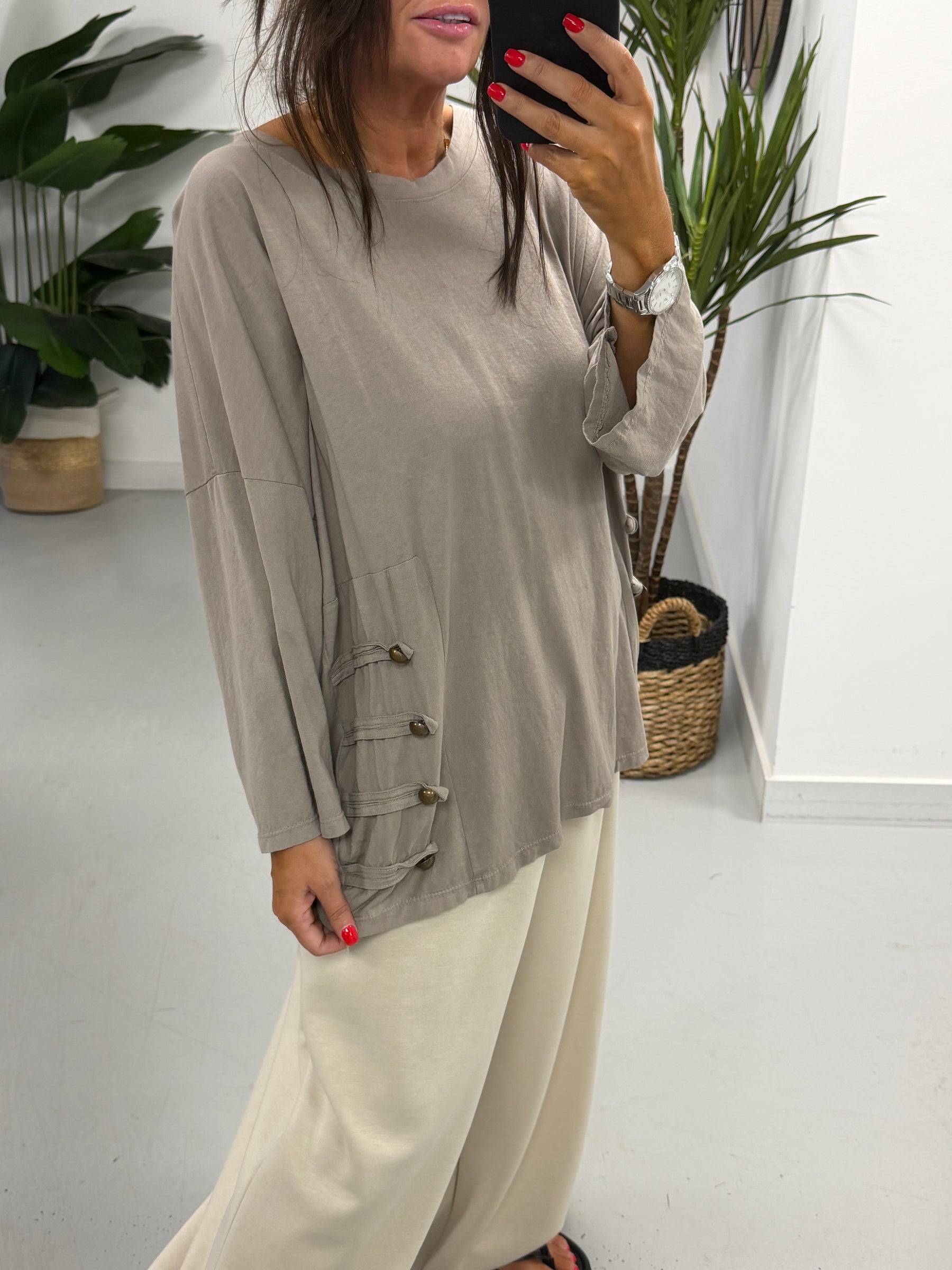Military Slouch Top - Taupe