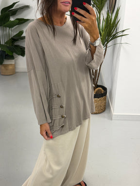 Military Slouch Top - Taupe