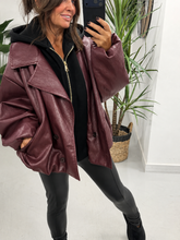 The Blake Hooded PU Jacket - Wine (Size 12-16)