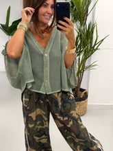 Mesh Button Cardigan - Khaki