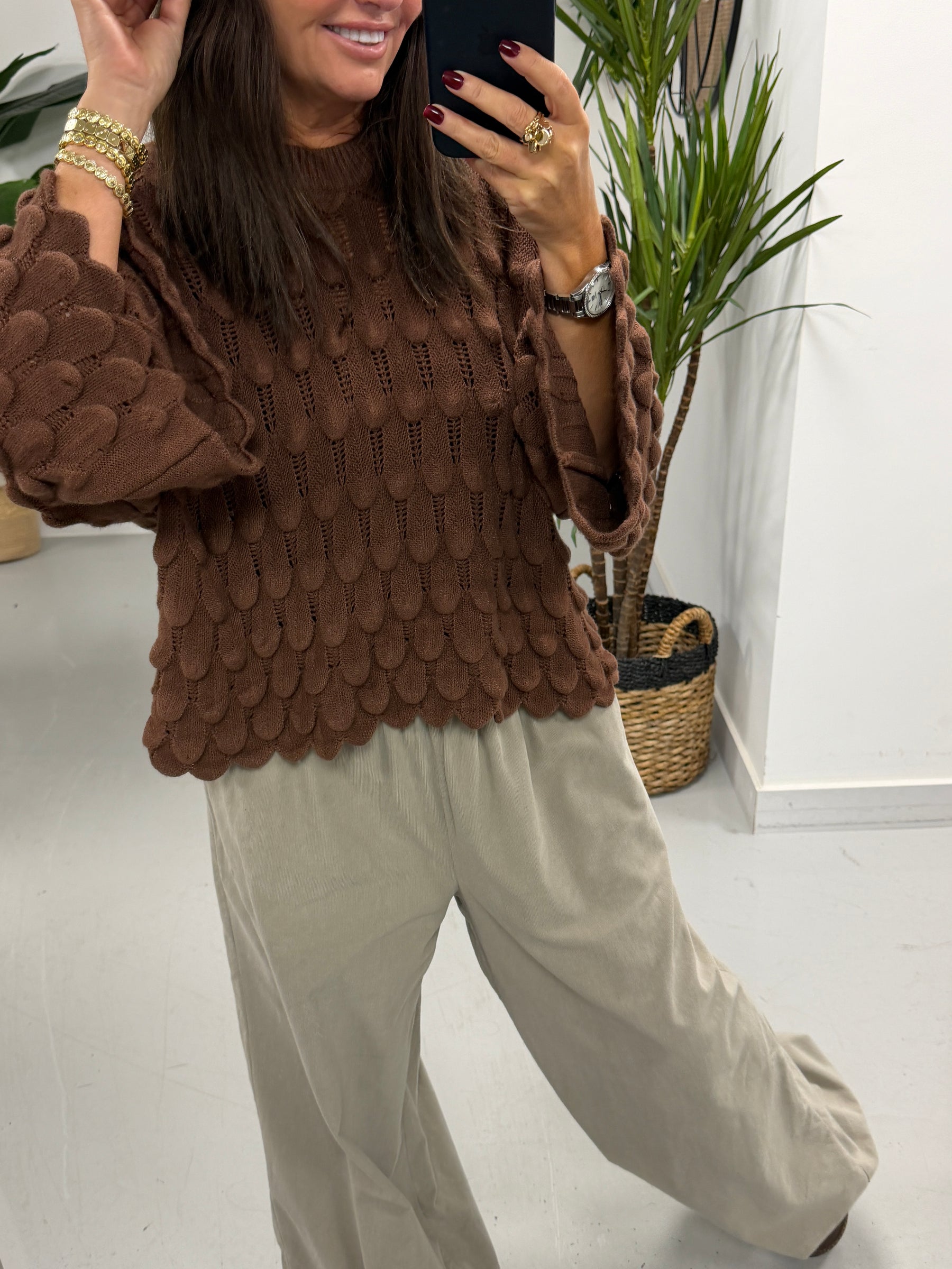 Soft Touch Tear Drop Knit - Chocolate (Size 8 - 16)