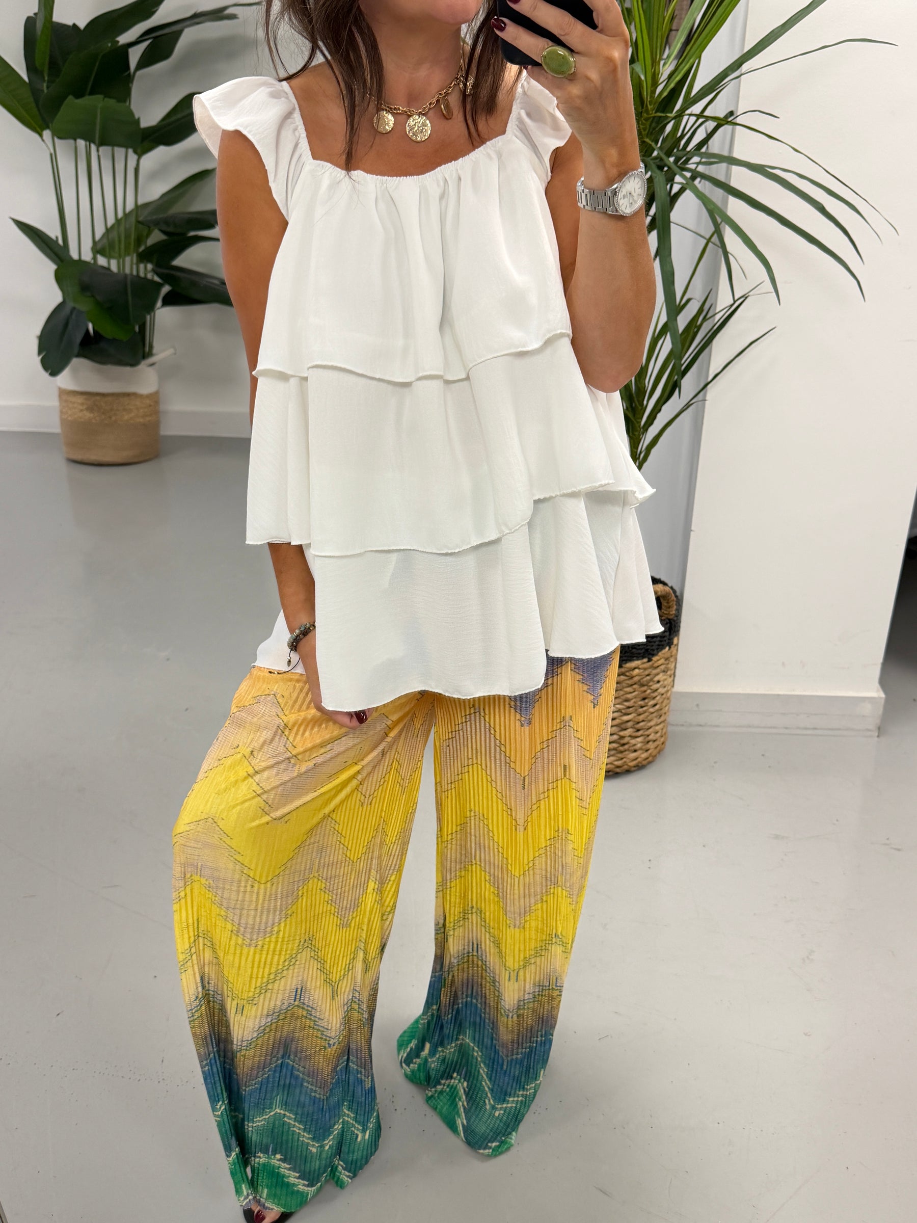 ZigZag Plisse Summer Trouser - Yellow