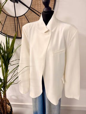 Funnel Neck Blazer - Winter White