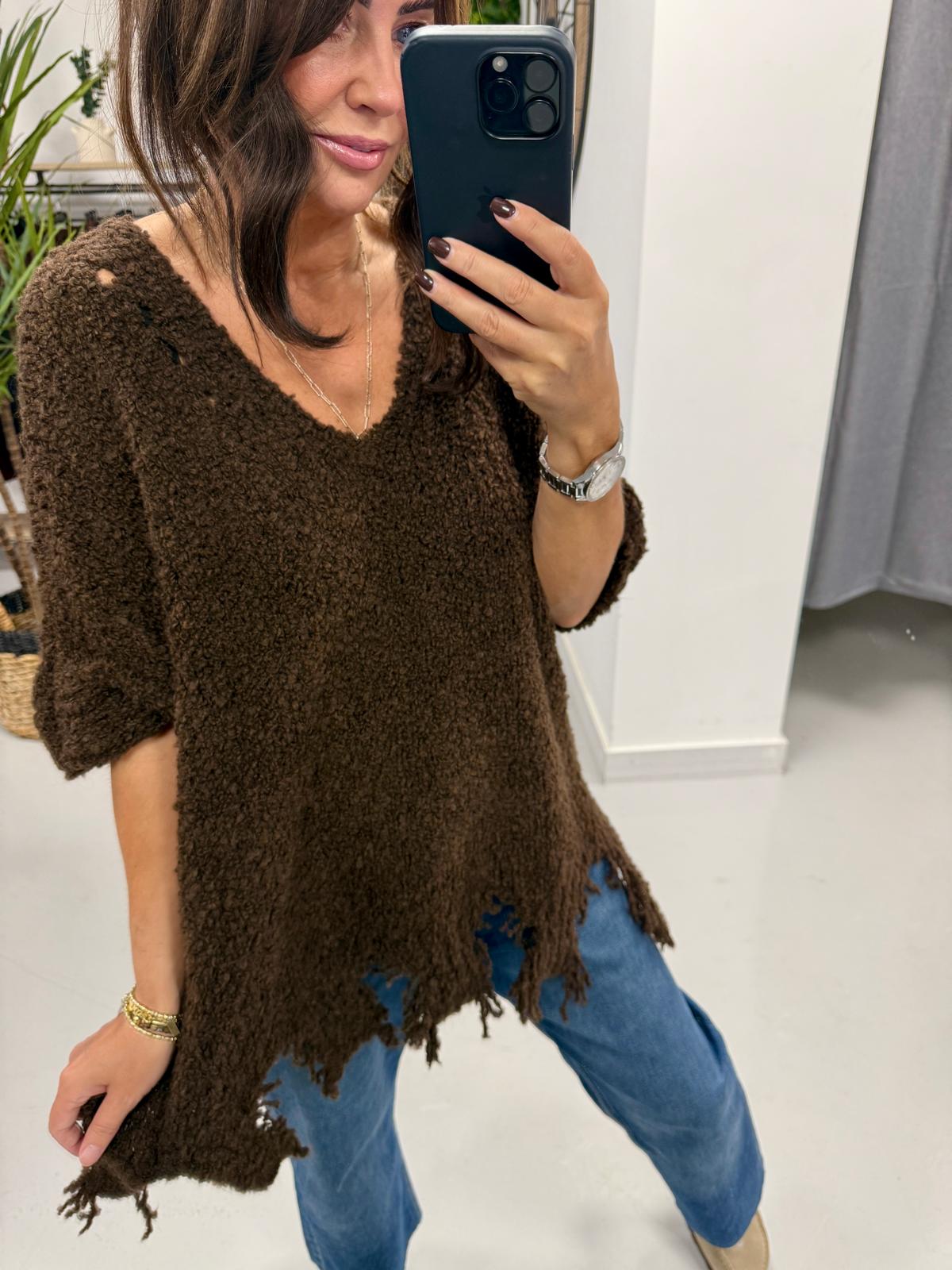 The Edgey Popcorn knit - Chocolate