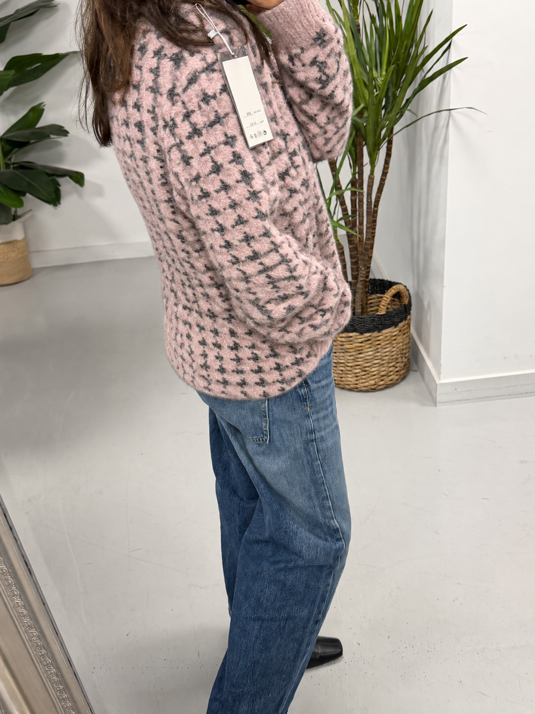 Super Soft Dogtooth Knit - Baby Pink