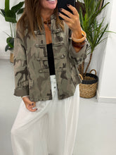 Camo Denim Military Jacket - Light Khaki/Mocha