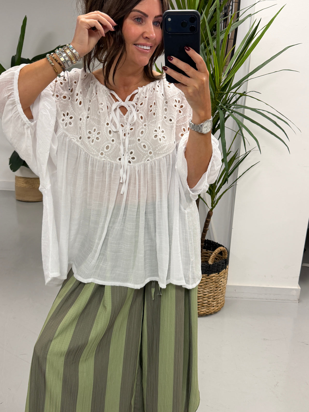 The Relaxed Boho Smock Top - White