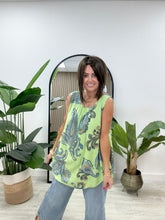 Paisley Slouch Vest - Lime Green