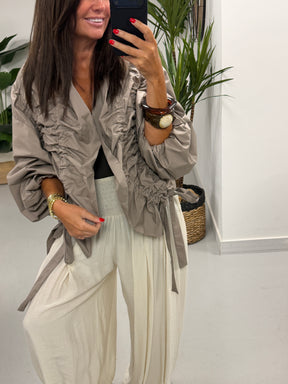 The Urban Ruched Jacket - Taupe
