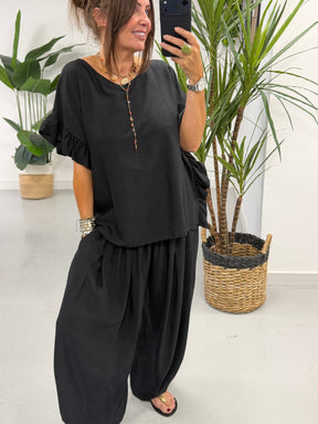 The Shirred Balloon Trouser - Black