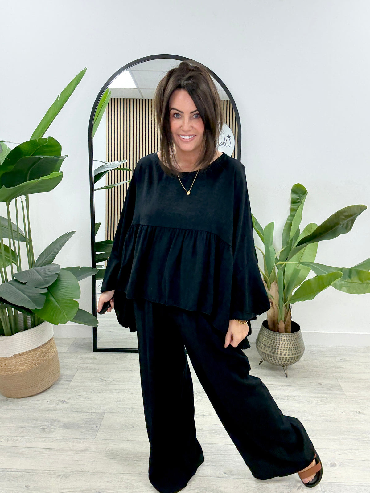 Ruffle Sleeve Co-Ord - Black