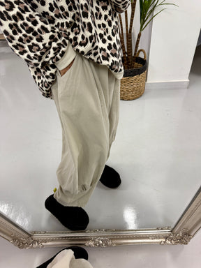 The Orla Needlecord Tapered Joggers - Cream