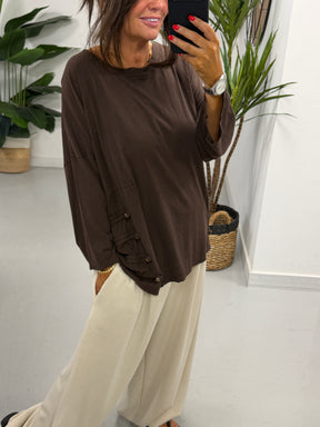 Military Slouch Top - Chocolate