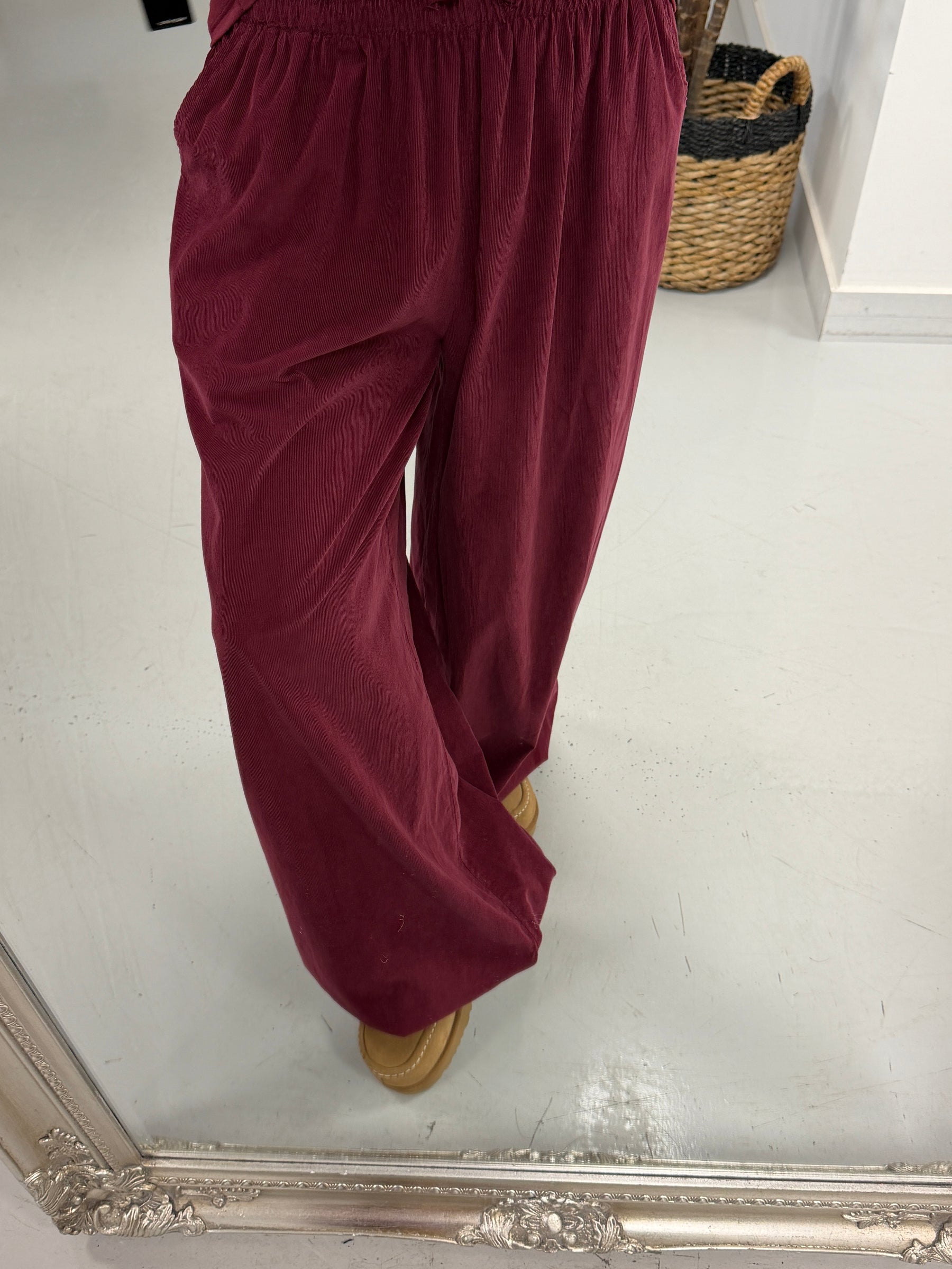 The Balloon Needlecord Trousers - Wine (Size 10-16)