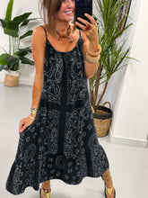 Valencia Bandana Midi Slouch Dress - Black