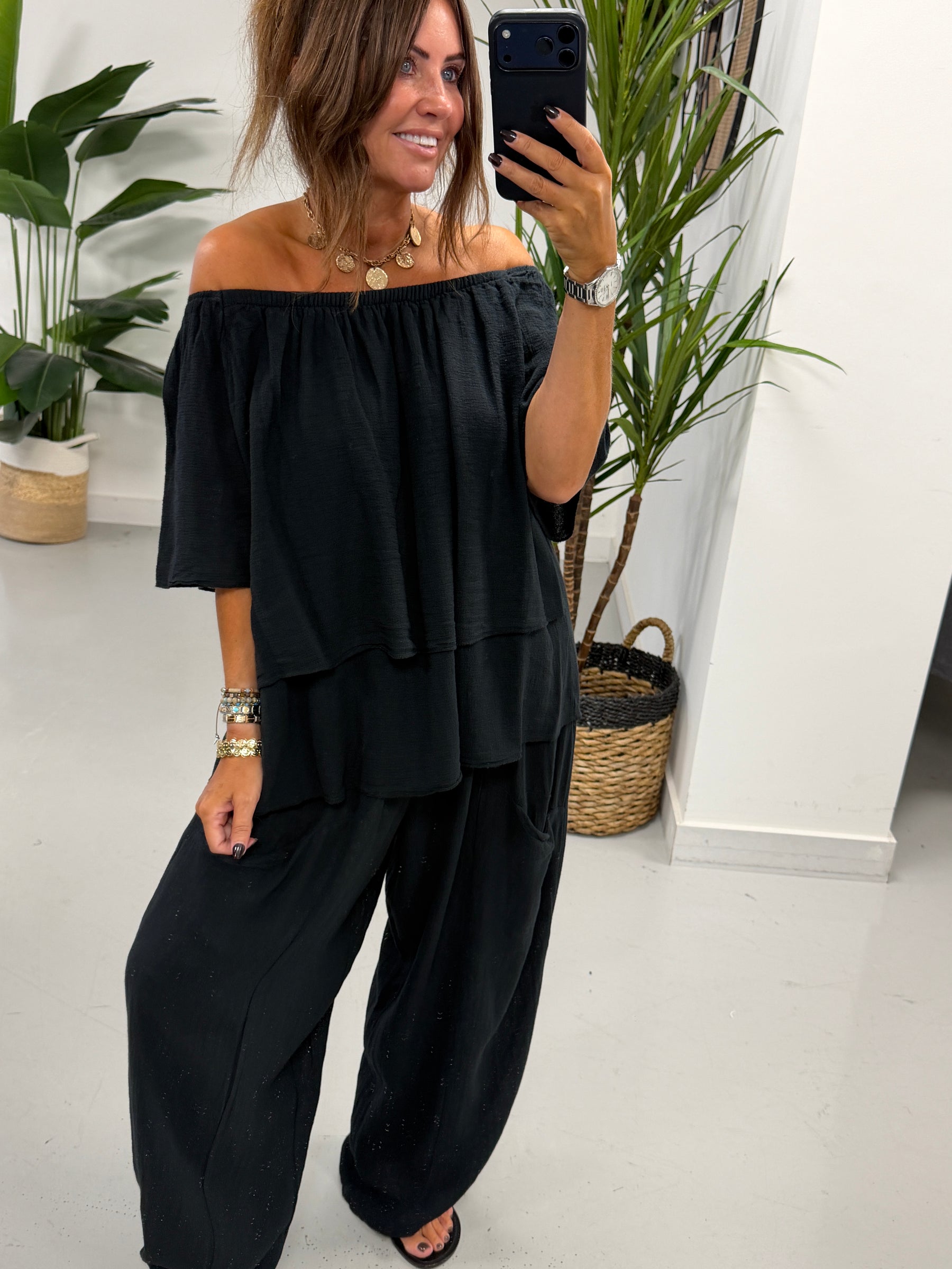 Sahara Bardot Tunic - Black