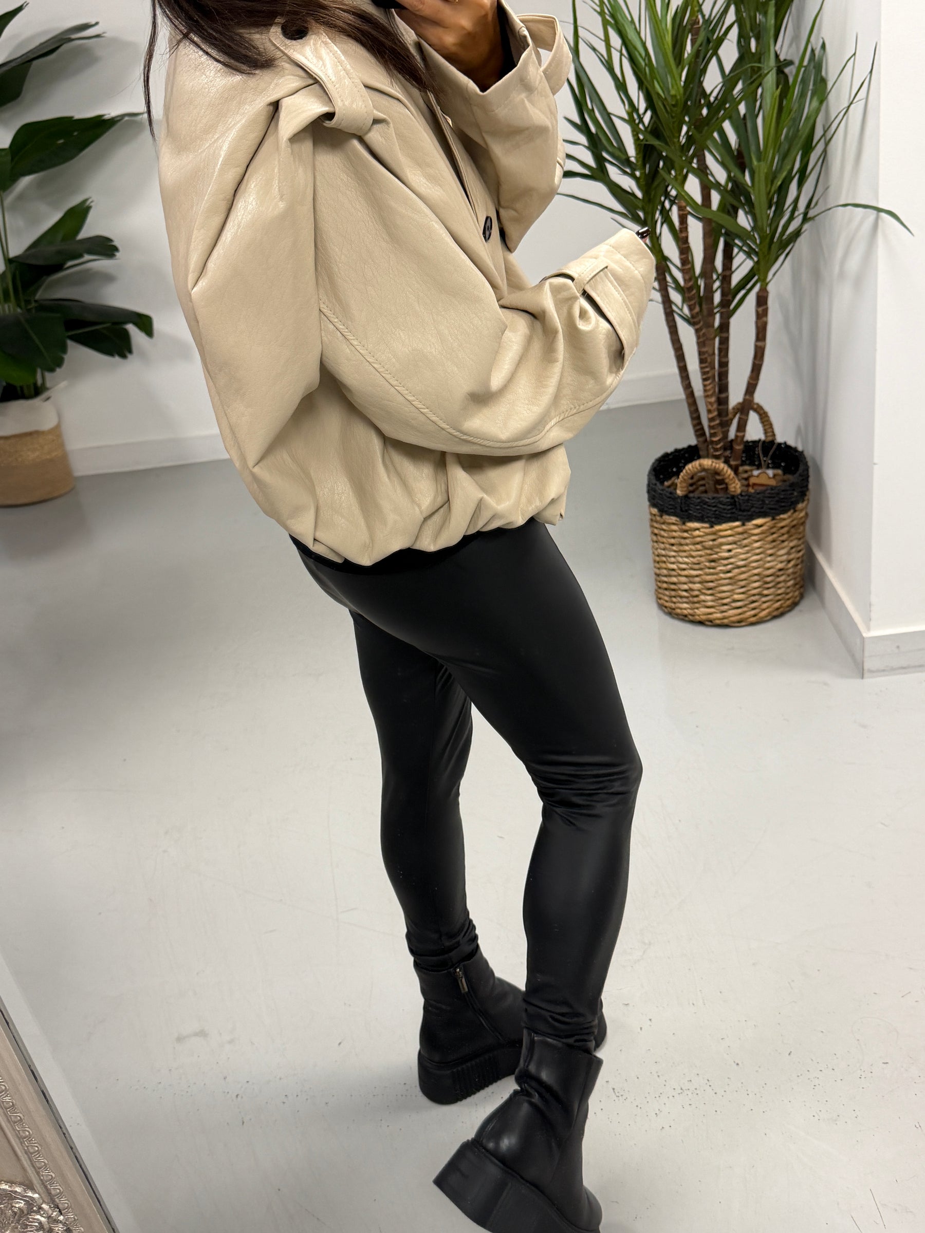 The Braxton PU Jacket - Cream (Size 10-16) PRE ORDER
