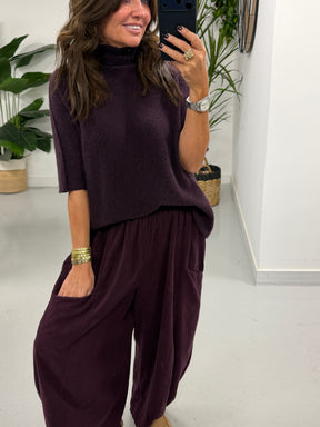 Oakley Crop Sleeve Knit - Aubergine (Size 10-18)