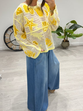 Sorrento Seashells Top - Lemon